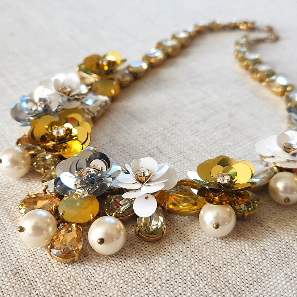 J. Crew Sequin Paillete Blooms in Nuetrals